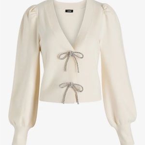 New! SOLDOUT EXPRESS V-Neck Embellished Bow Cardigan size small
